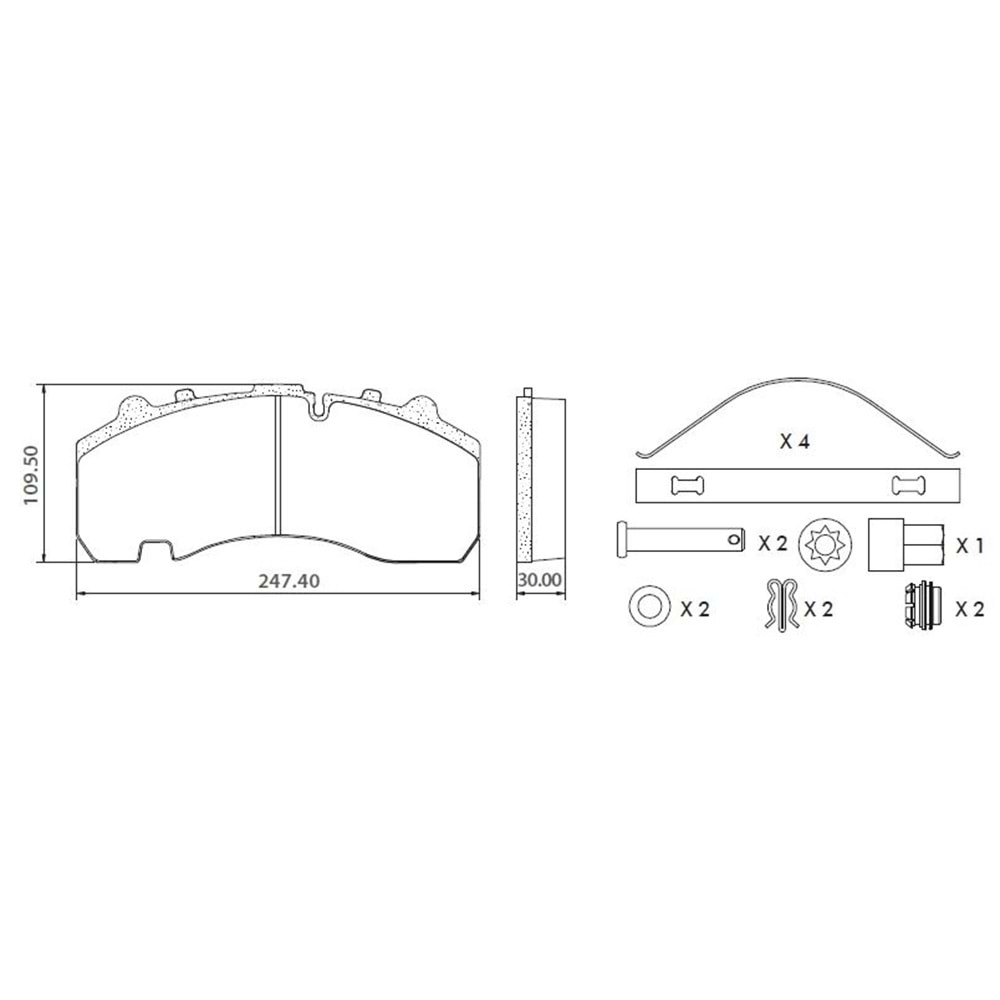 DİSK FREN BALATASI - PREMIUM 29167 BP-W DORSE (ARKA) MERCEDES AXOR ACTROS (ÖN ARKA)