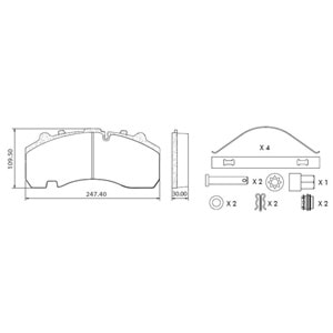 DİSK FREN BALATASI - PREMIUM 29167 BP-W DORSE (ARKA) MERCEDES AXOR ACTROS (ÖN ARKA)