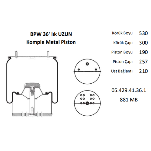 KOMPLE METAL PİSTON DORSE BPW